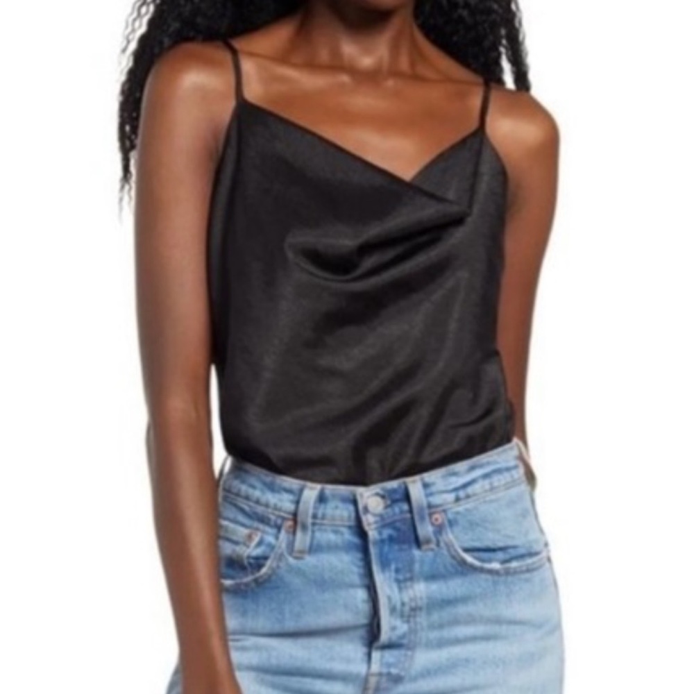 NWT Wayf Giselle Cowl Neck Jacquard Satin Bodysuit XL